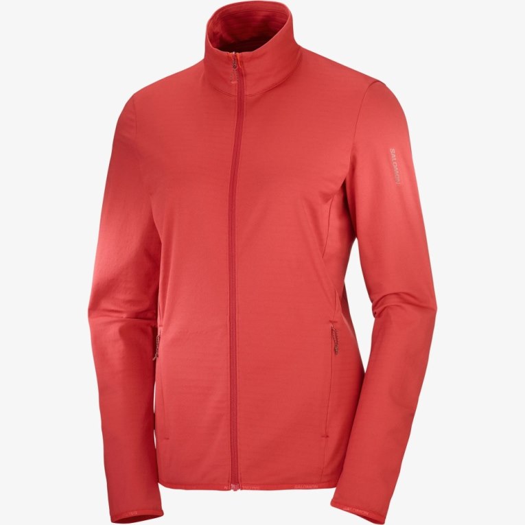 Dámské Bundy Salomon Essential Lightwarm Full Zip Červené | CZ 43LFOPQ